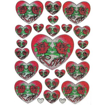 55 stickers hjerte rose love sjov