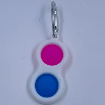 Simple Dimple nøglering med to pop pink blå