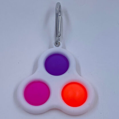 Simple Dimple nøglering med tre pop lilla pink orange Fidget Toy