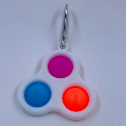 Simple Dimple nøglering med tre pop pink blå orange Fidget Toy
