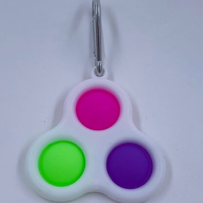 Simple Dimple nøglering med tre pop pink grøn lilla Fidget Toy