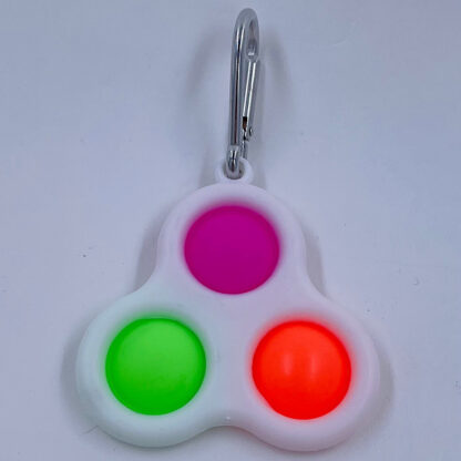 Simple Dimple nøglering med tre pop pink grøn orange Fidget Toy