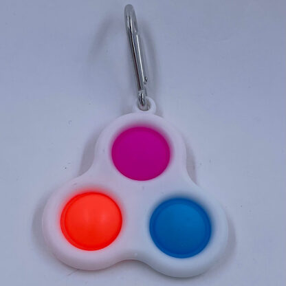 Simple Dimple nøglering med tre pop pink orange blå Fidget Toy