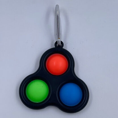Simple Dimple sort med tre pop orange grøn blå Fidget Toy