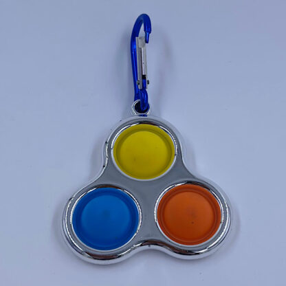 Simple Dimple med tre pop metallic style sølv Fidget Toy