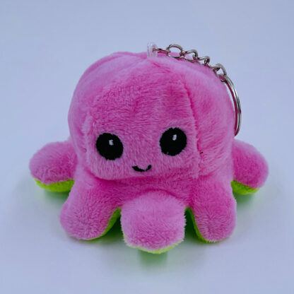 Moody Octopus Flip nøglering glad lyserød grøn Små gaver