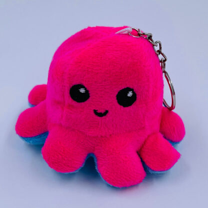 Moody Octopus Flip nøglering glad pink blå Små gaver