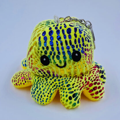 Octopus Reversible glimmer gul glad nøglering Små gaver