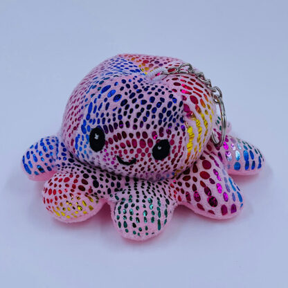 Octopus Reversible glimmer lyserød glad nøglering Små gaver