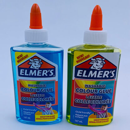 Elmers gennemsigtig farvet slim sæt colour slime sæt to gennemsigtig lim