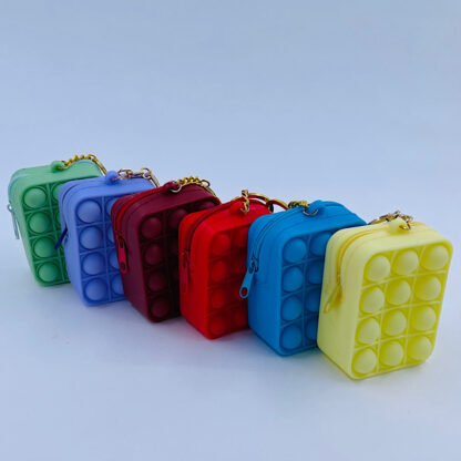 Pop it nøglering med en Bubble pung ensfarvet Fidget Toy
