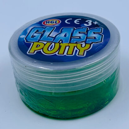 glass putty slime med flotte farver og glitter grøn