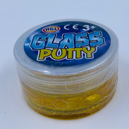 glass putty slime med flotte farver og glitter gul