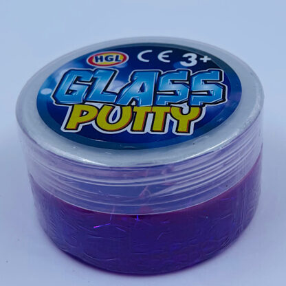 glass putty slime med flotte farver og glitter lilla