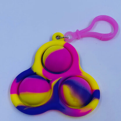 simpel dimple nøglering push poppers 3 pop sop til 3 farver pop it fidget toys gul pink og lilla