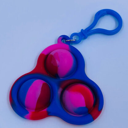 simpel dimple nøglering push poppers 3 pop sop til 3 farver pop it fidget toys pink rød og blå
