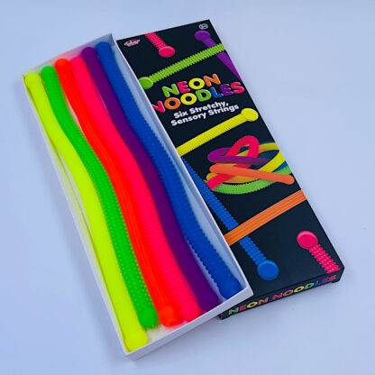 neon noodles pakke 6sk neon nudler luksus udgave riller knobber fantastiske legetøj stretchy samle pakke front