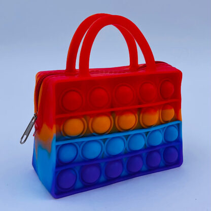 pop it punge tasker pung taske multifarvet pastel pinocchio regnbue turkis med lynlås praktisk lommepenge holder dametaske med håndtag regnbuefarvet taske