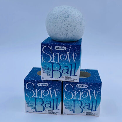 snow ball sbowball stressbold fra schylling med sne klemmebold nee doh lignende bold hvid med hivde plamager jul is sne kvalitets bold front