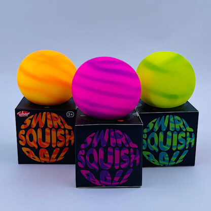 swirls squish balls planet bold tofu bold 3 varianter flotte farver stressbold klemmebold front