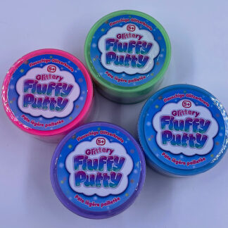 fluffy putty med glimmer lækker luftig slim 4 variant farver god kvalitets slime klar til brug nemt skruelåg samlet