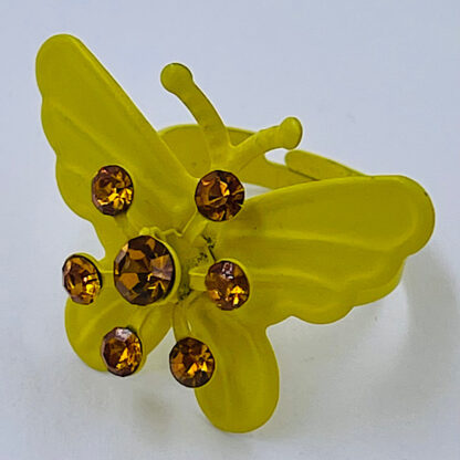 Gul Sommerfugl diamanter justerbar ring af metal