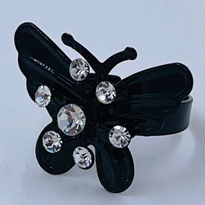 Sort sommerfugl med diamanter justerbar ring af metal