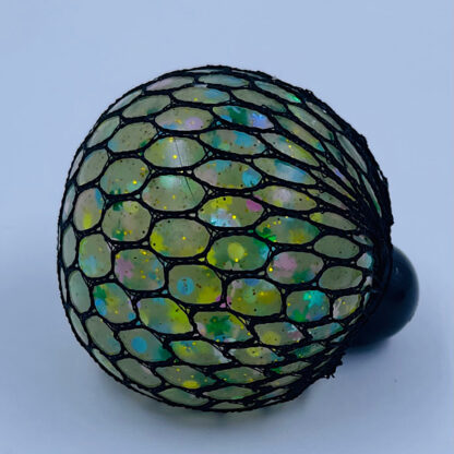 Stressbold med grøn gele og glimmer Kæmpe Klemmebold 10 cm. Anti Stress Fødselsdag