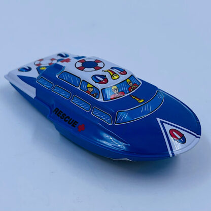 udrykningsbåd tin schylling friktionsmotor blå redningsbåd
