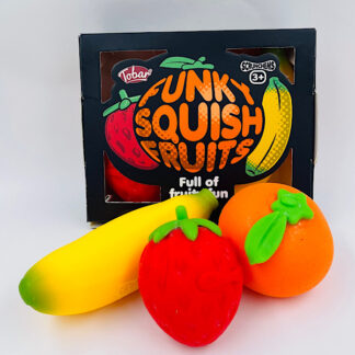 Frugtkurv Banan Jordbær og Appelsin Squishier Funky Squish Fruits Legetøj Sjov Leg